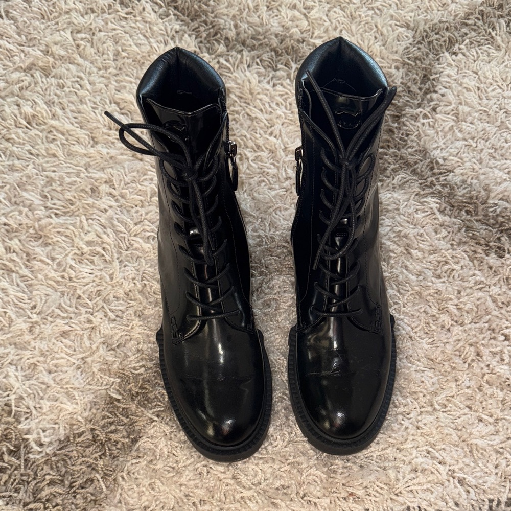 Coach Black Leather Combat Boots